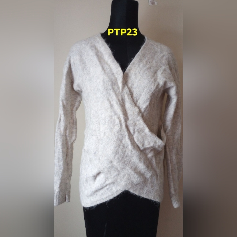 Babaton Crossover Faux Wrap Wool Alpaca Sweater Large - Picture 4 of 7